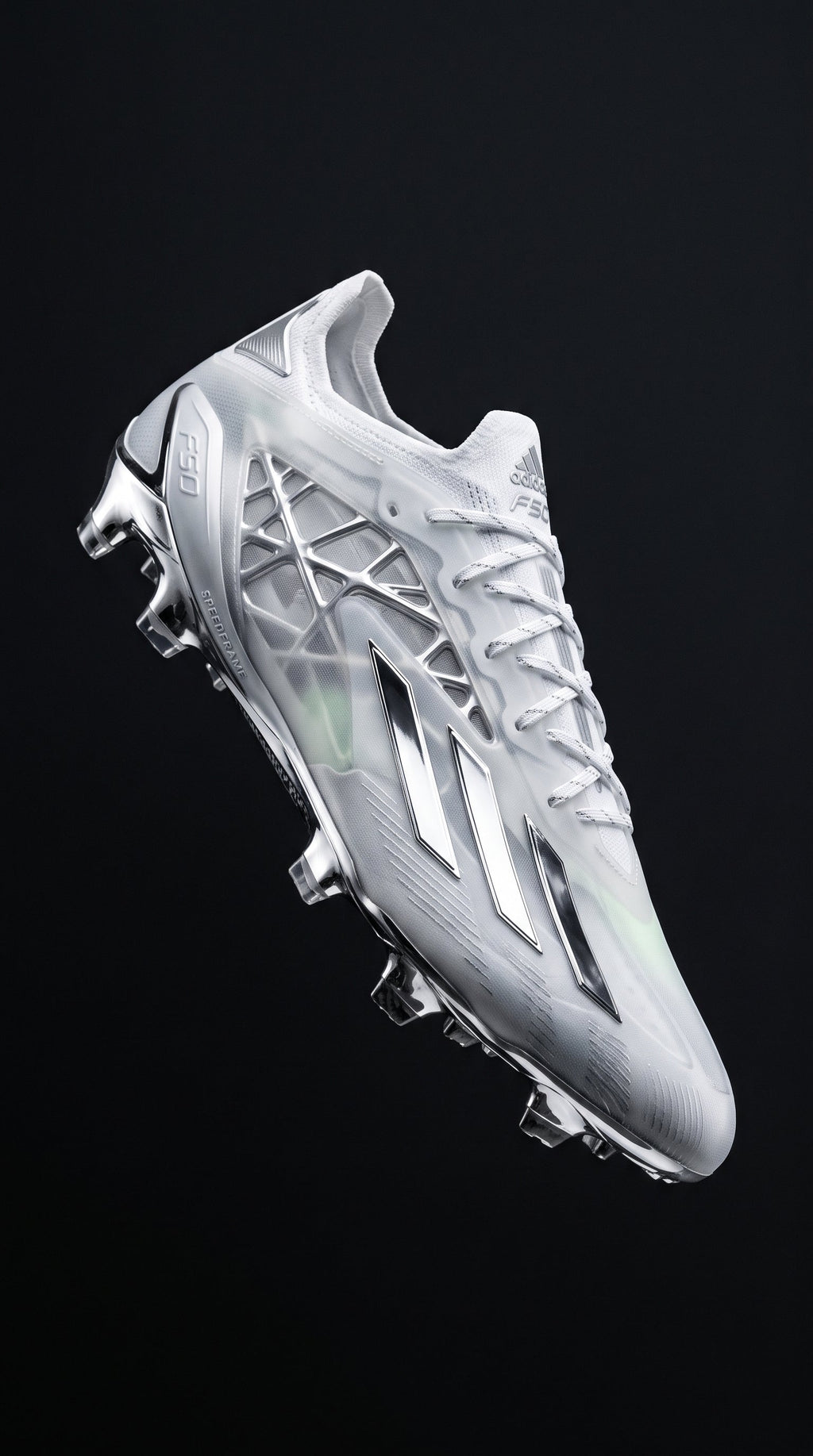 Adidas F50 Ghost Chrome Elite — Vista lateral flutuante