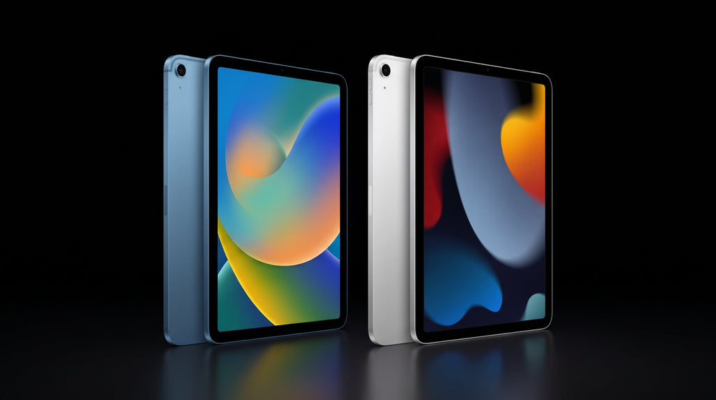 Apple iPad 10ª Geração 128GB — telas acesas mostrando wallpapers coloridos