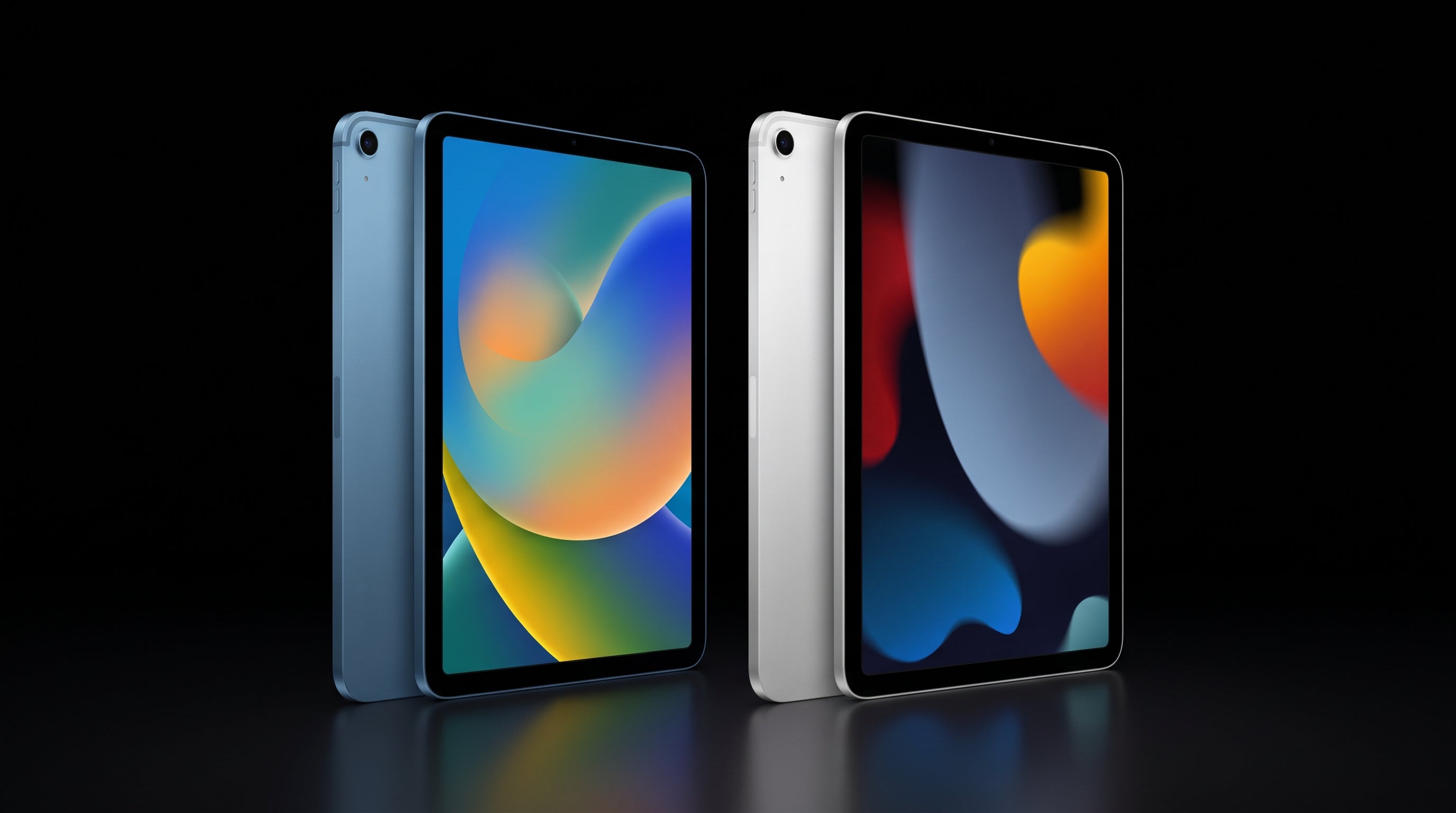 Apple iPad 10ª Geração 128GB — telas acesas mostrando wallpapers coloridos