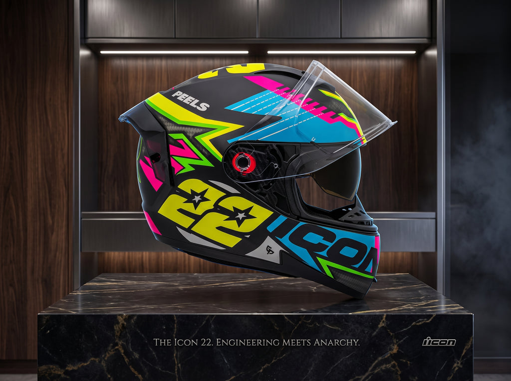 Capacete Peels Icon Pro RT - Vista lateral com viseira transparente