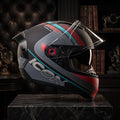 Capacete Peels Icon Pro Field Preto Ciano - Vista lateral em suporte premium