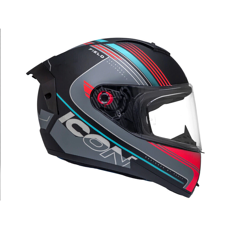 Capacete Peels Icon Pro Field Preto Ciano - Vista lateral direita