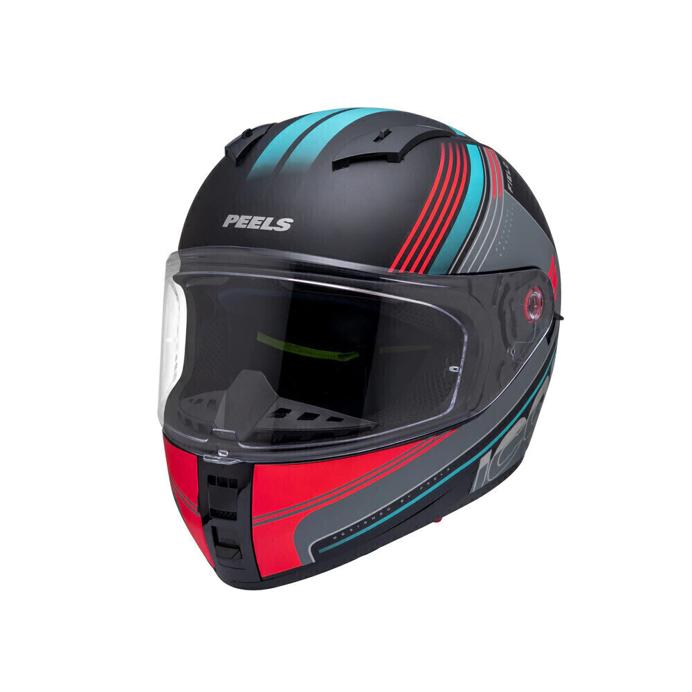 Capacete Peels Icon Pro Field Preto Ciano - Vista frontal