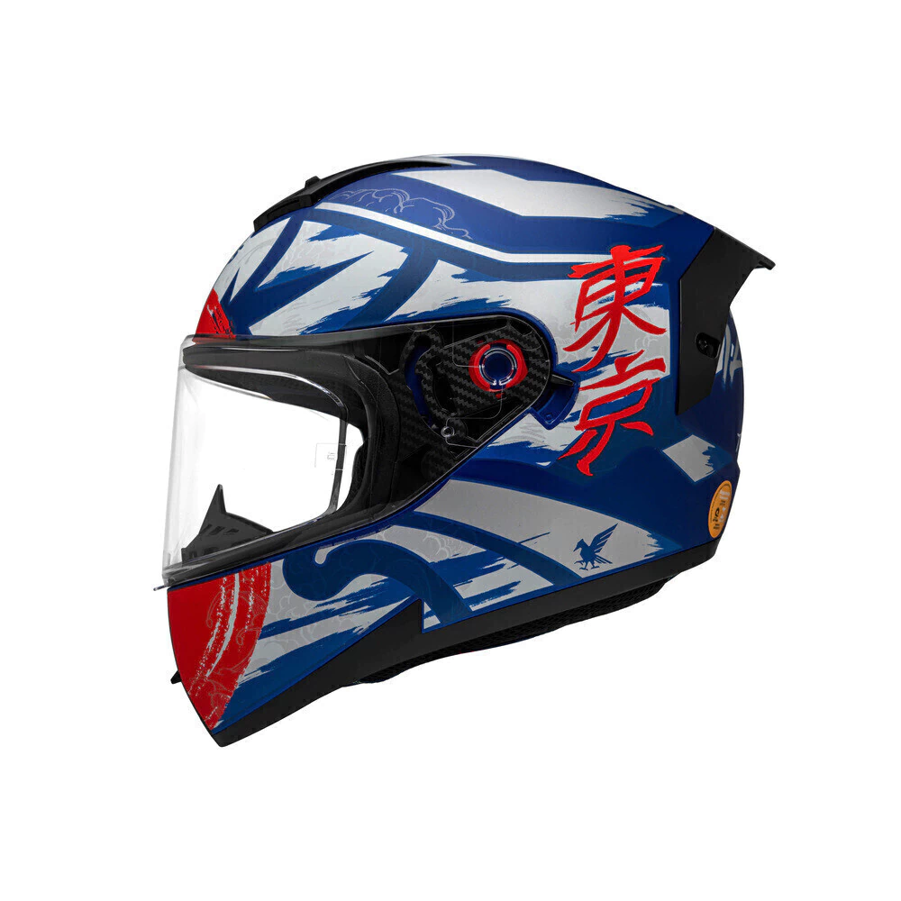 Capacete Peels Icon Pro Tokyo Azul - Vista lateral com viseira transparente